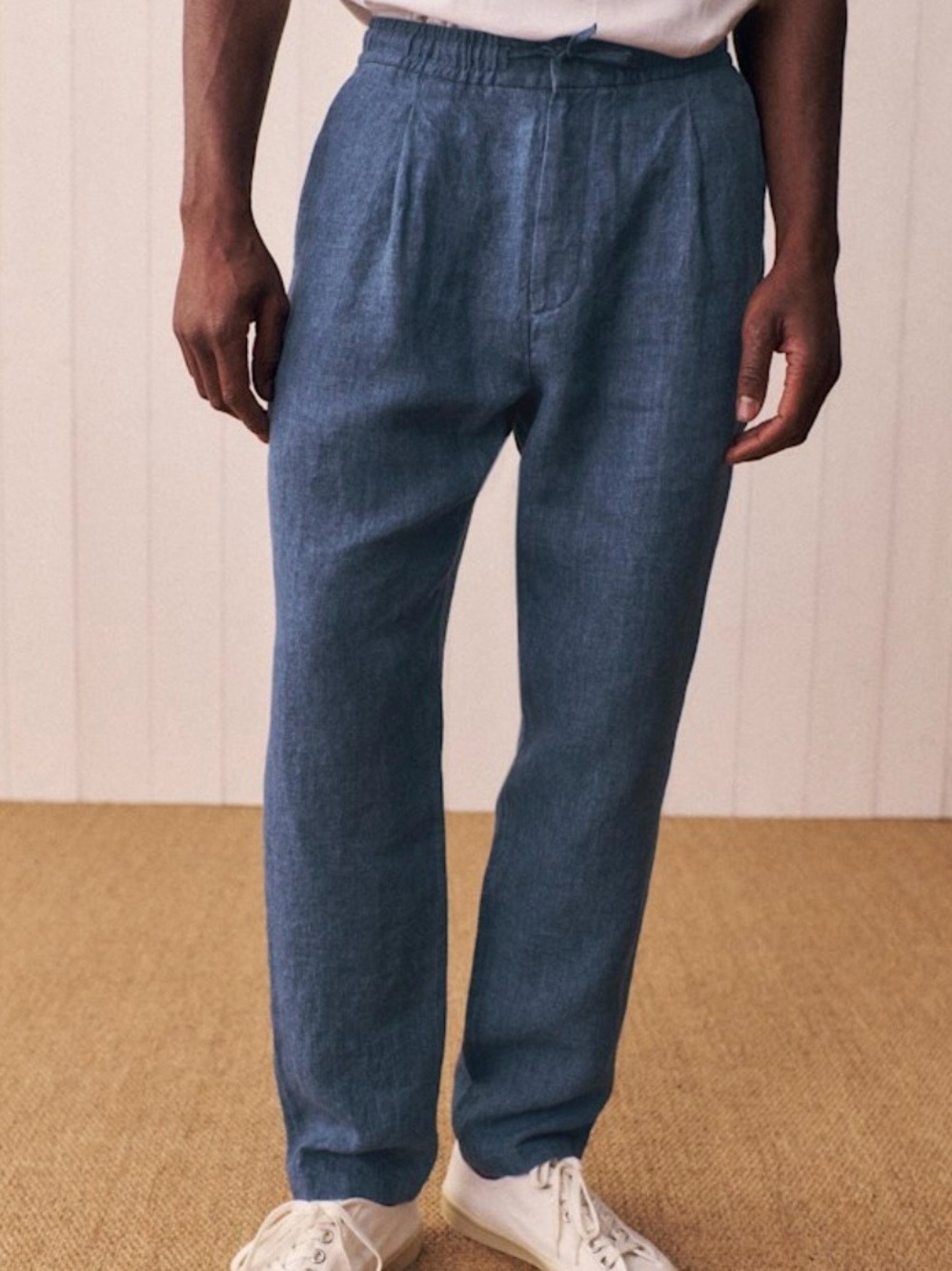 October Agnel Linen Trousers Casual Chambray Lg